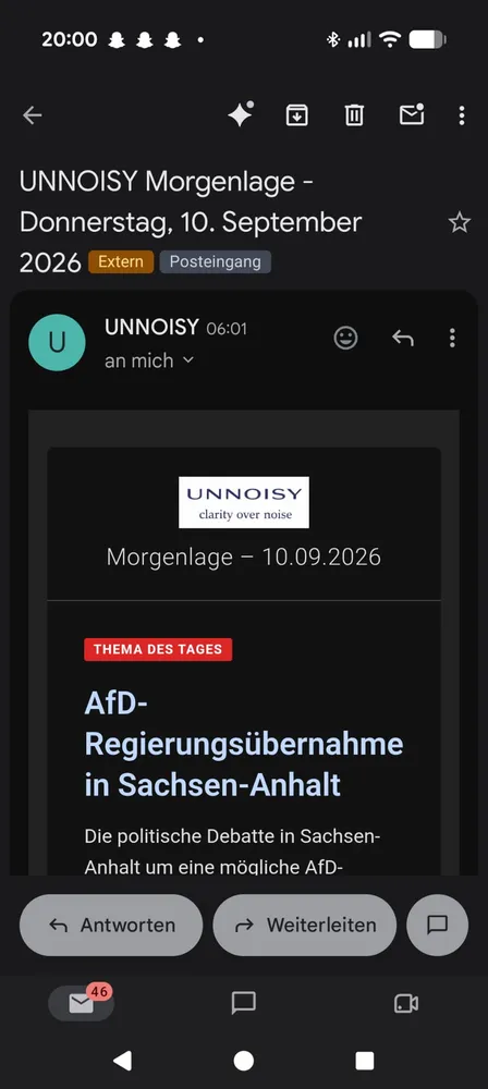 Die kostenlose UNNOISY Morgenlage auf dem Smartphone